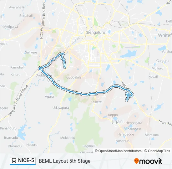 NICE-5 Bus Line Map