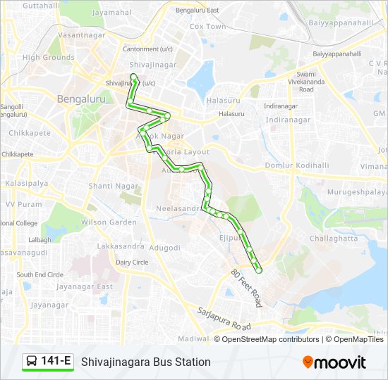 141-E bus Line Map