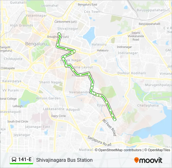 141-E Bus Line Map