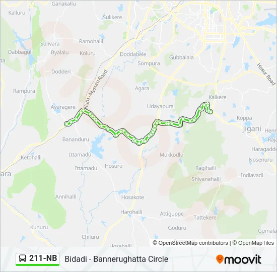 211-NB Bus Line Map