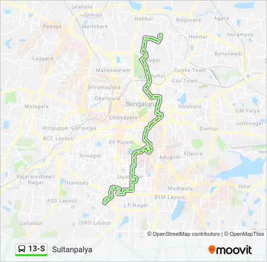 13-S Bus Line Map