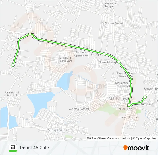 266-T D45-LXP Bus Line Map