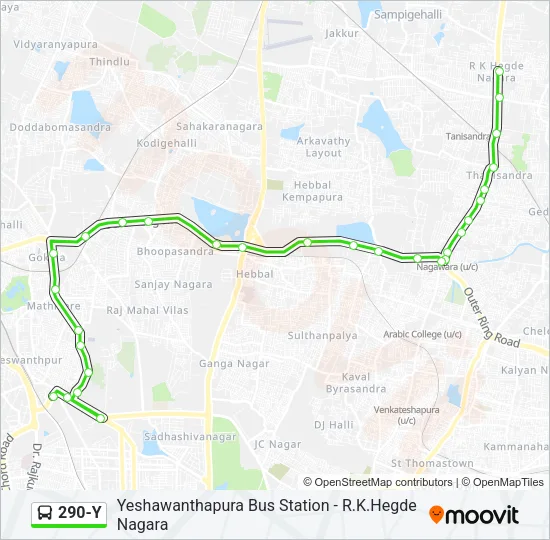 290-Y Bus Line Map
