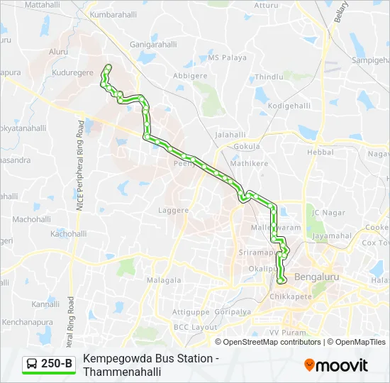 250-B Bus Line Map