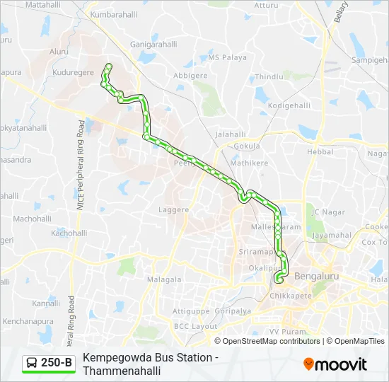 250-B Bus Line Map