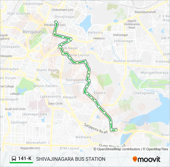 141-K Bus Line Map