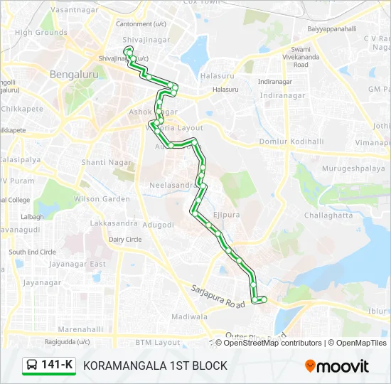 141-K Bus Line Map