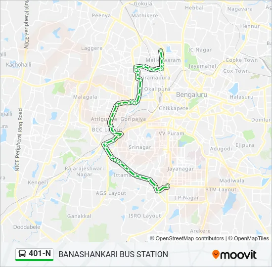 401-N Bus Line Map