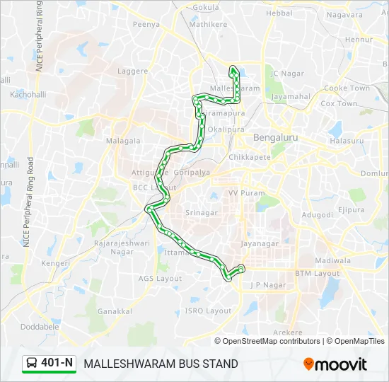 401-N Bus Line Map
