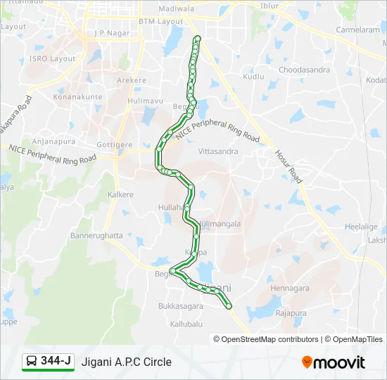 344-J Bus Line Map