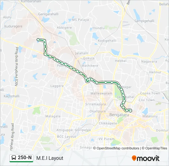 250-N Bus Line Map