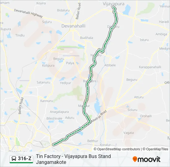 316-Z Bus Line Map