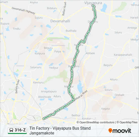 316-Z Bus Line Map
