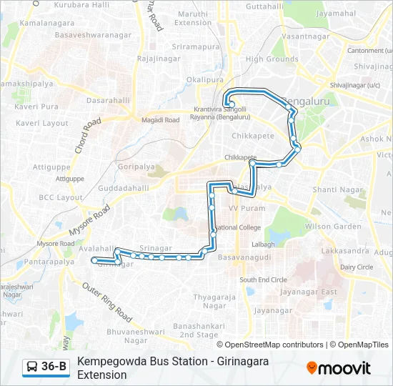 36-B Bus Line Map