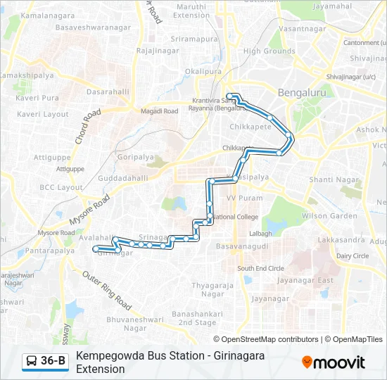 36-B Bus Line Map