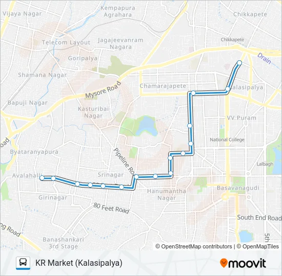 36-A AVLH-KMT Bus Line Map