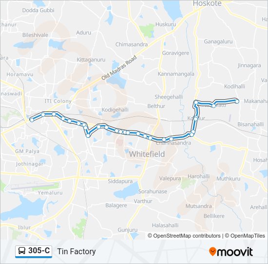 305-C Bus Line Map