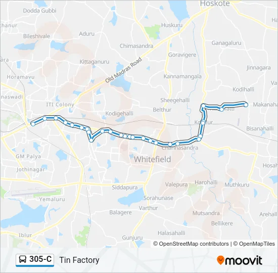 305-C Bus Line Map