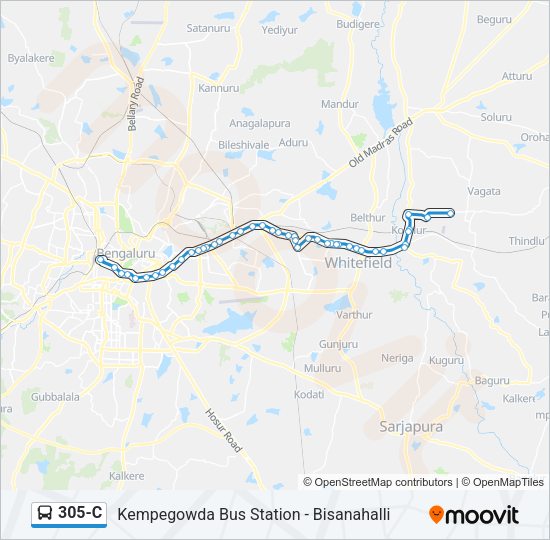 305-C Bus Line Map