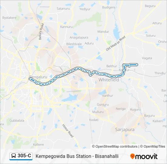 305-C Bus Line Map