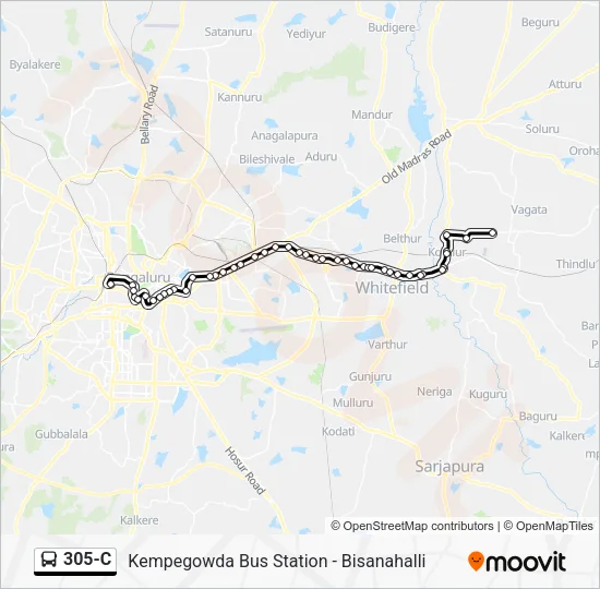 305-C Bus Line Map