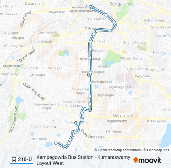 210-U Bus Line Map