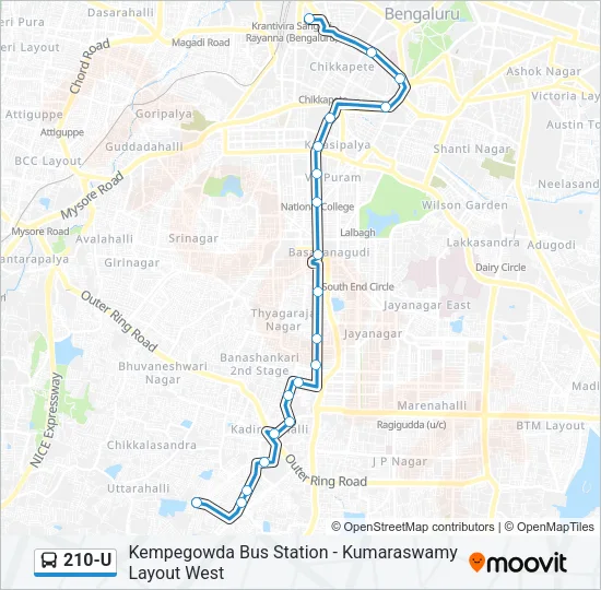 210-U Bus Line Map