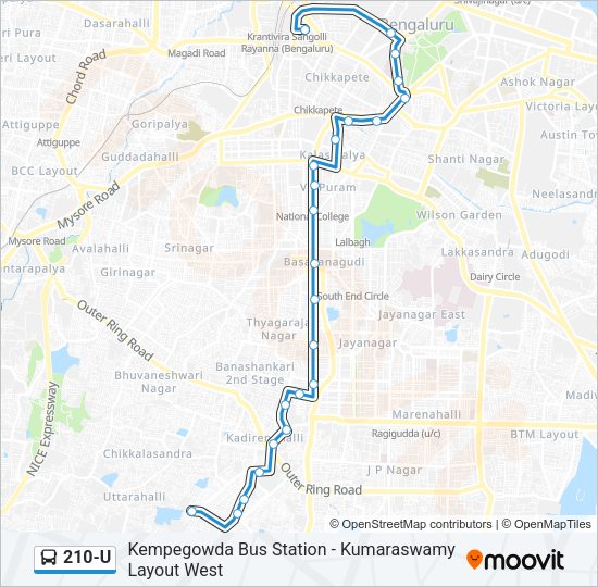 210-U Bus Line Map
