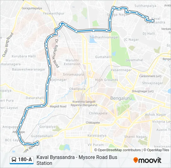180-A Bus Line Map