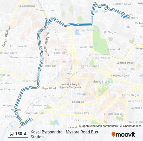 180-A Bus Line Map