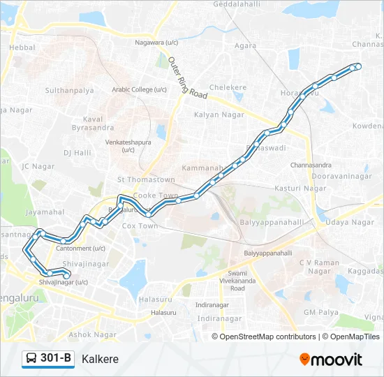 301-B Bus Line Map