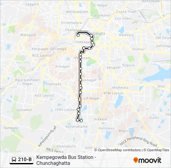 210-B Bus Line Map