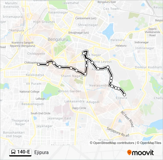 140-E Bus Line Map