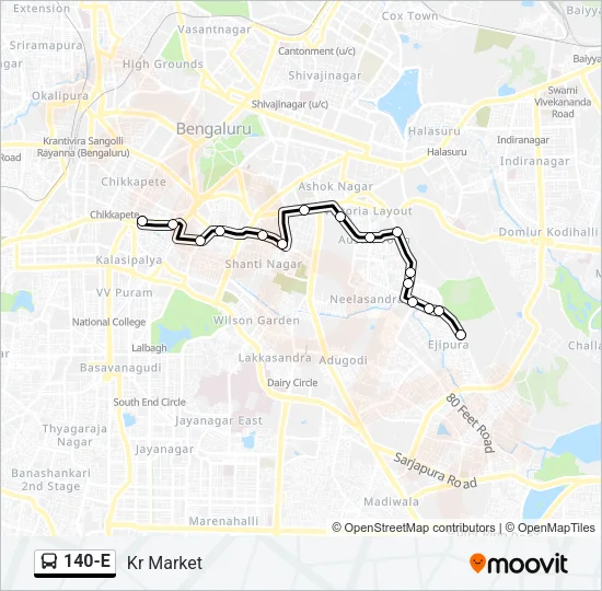 140-E Bus Line Map
