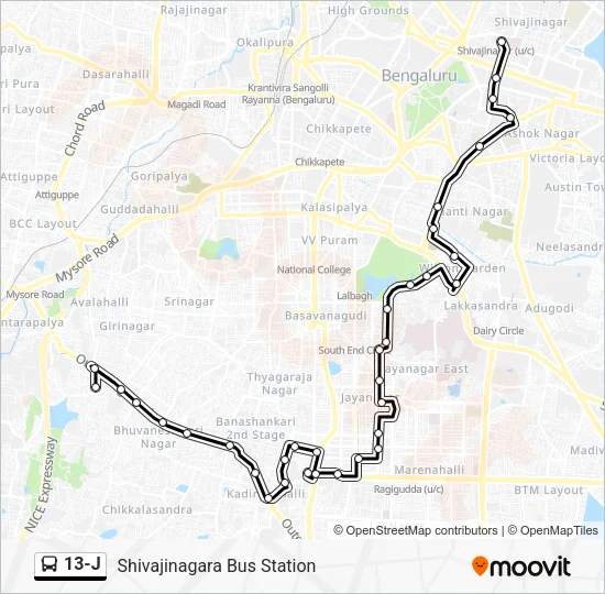 13-J Bus Line Map