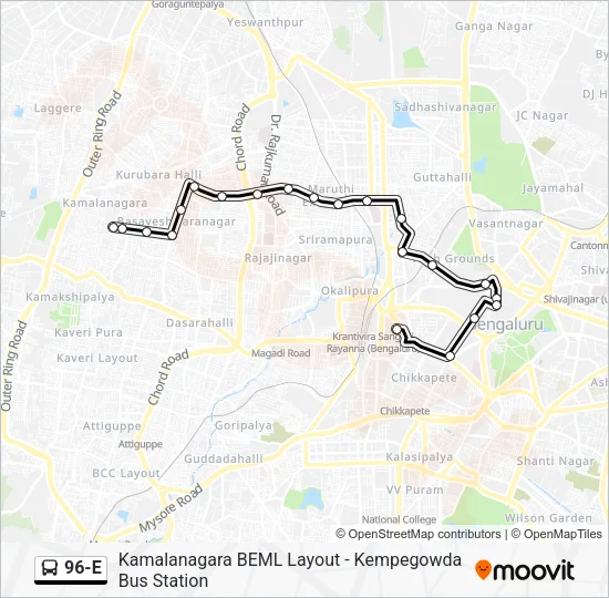96-E Bus Line Map