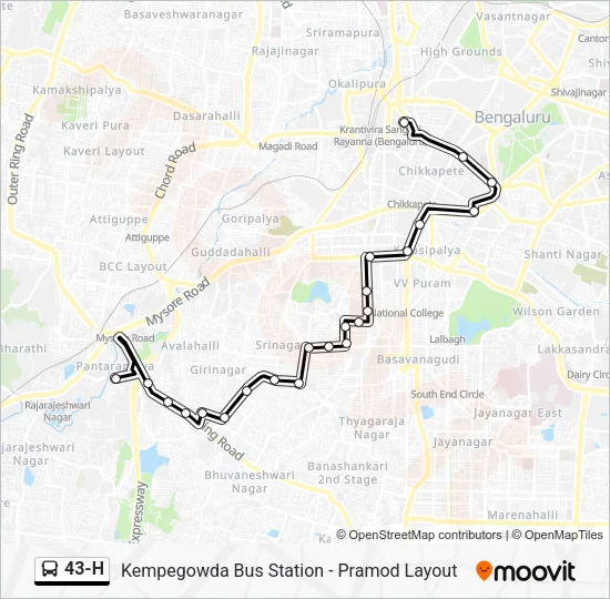 43-H Bus Line Map