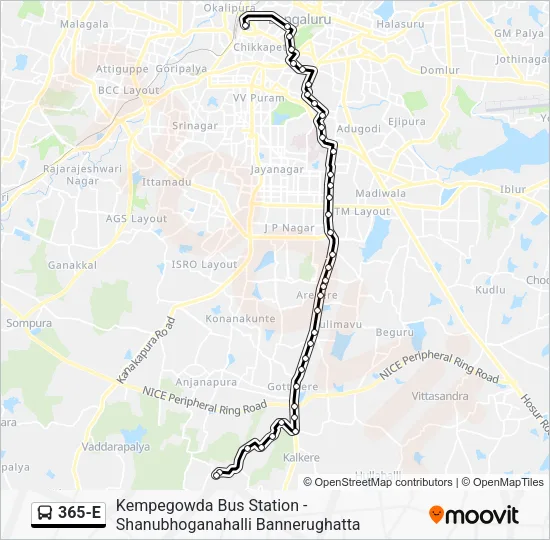 365-E Bus Line Map