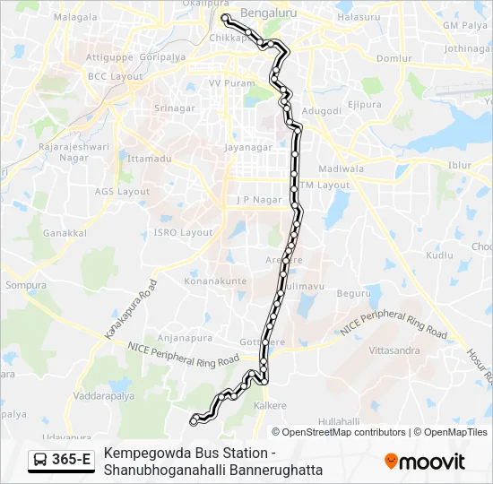 365-E Bus Line Map