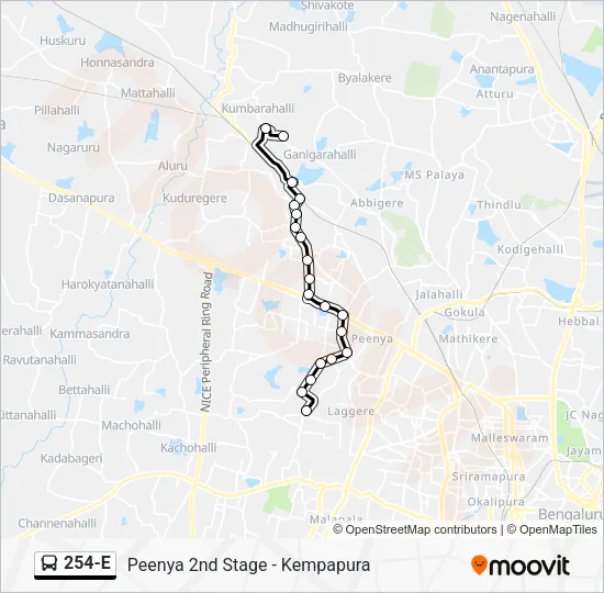 254-E Bus Line Map
