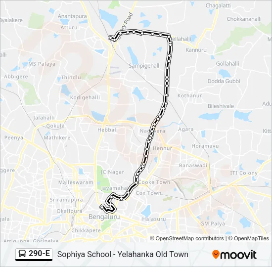 290-E Bus Line Map