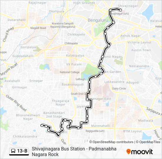 13-B Bus Line Map