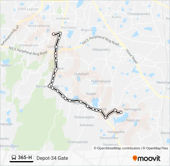 365-H Bus Line Map