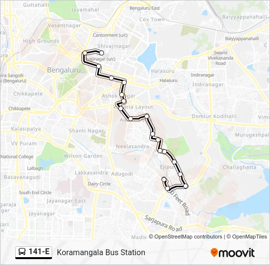141-E Bus Line Map