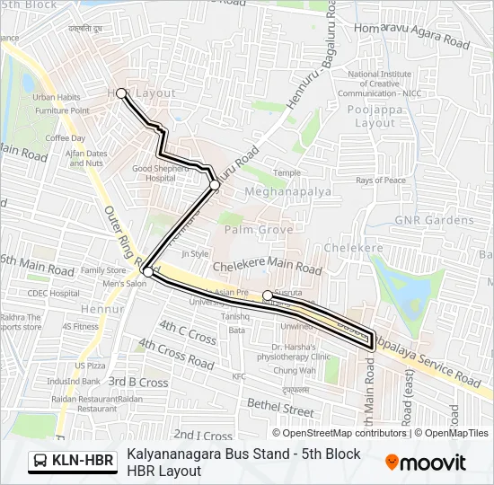 KLN-HBR Bus Line Map