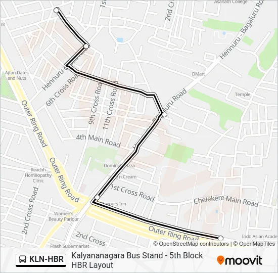 KLN-HBR Bus Line Map