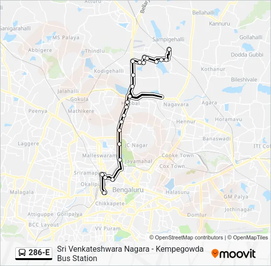 286-E Bus Line Map