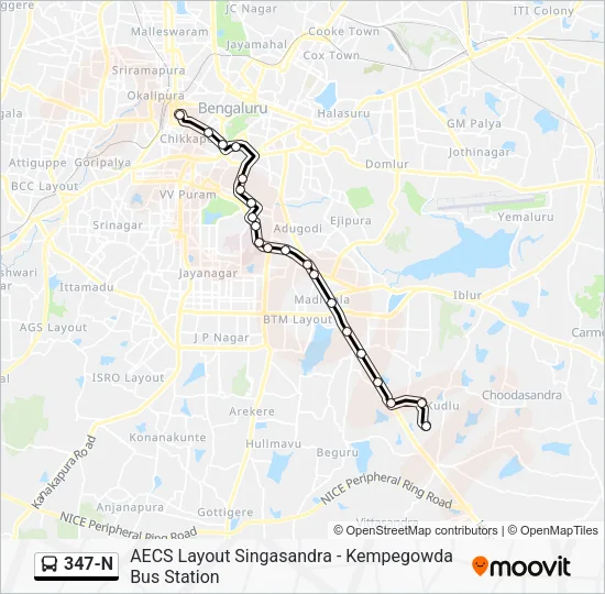 347-N Bus Line Map
