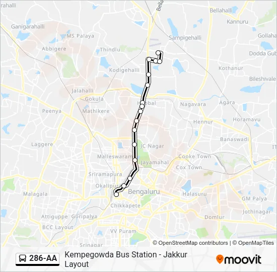 286-AA Bus Line Map