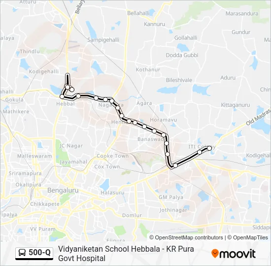 500-Q Bus Line Map